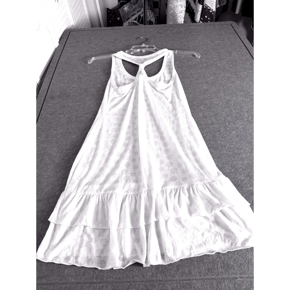 Marika Balance Polka Dot Bathing Suit Cover Up Dress White Racerback Ruffle Hem